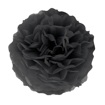 Papírové pompomy, černé 35 cm
