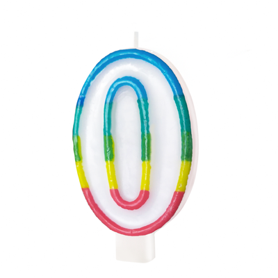 Duhová číslice 0 svíčka na dort