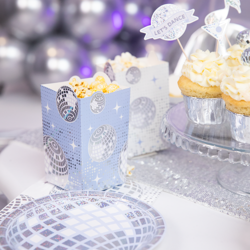 Silver Disco - papírový popcorn box 8,5 x 13,5 cm 6 ks