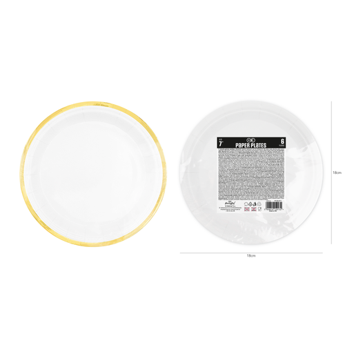 Bílé Classic Gold  - Talíře papírové 17 cm 6 ks