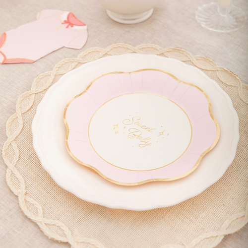 Baby pink - Talíř papírový -  24 cm 6 ks