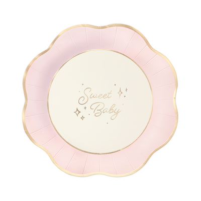 Baby pink - Talíř papírový -  24 cm 6 ks