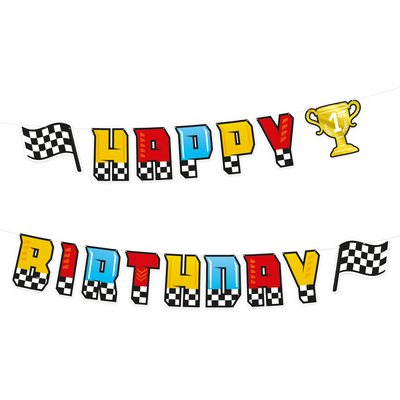 Happy Birthday -  Závodní auta -  Banner 220 x 17cm