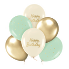 Narozeninové balonky -  Green, Beige and Gold 30 cm - 6ks set – foto 1
