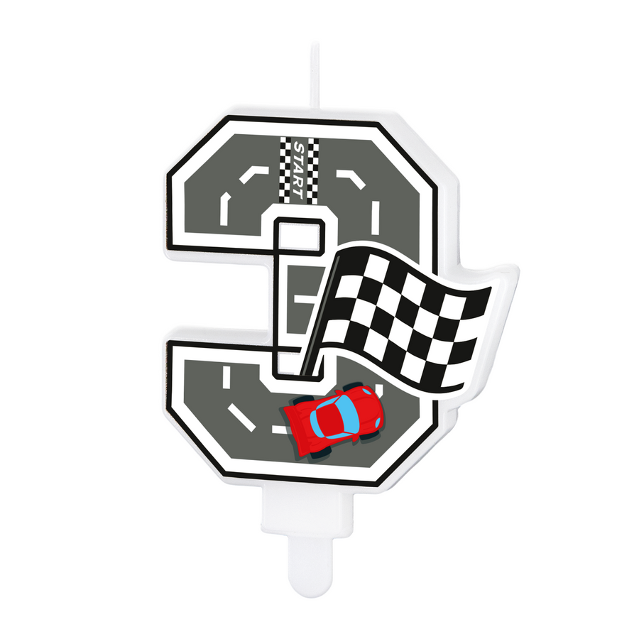 Dortová svíčka závodní auto číslo 3