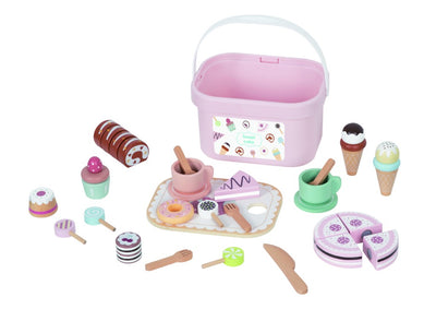 Dřevěný čajový set v kyblíku