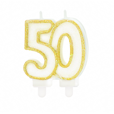 Zlatá číslicová svíčka 50