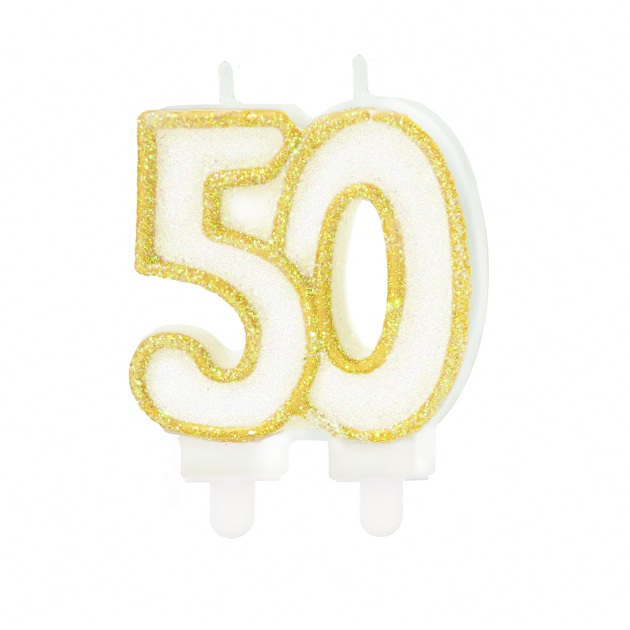 Zlatá číslicová svíčka 50
