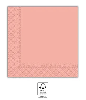 Ubrousky papírové 3vrstvé jednobarevné růžové 33 × 33 cm 20 ks