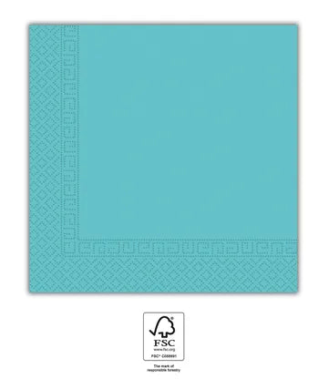 Ubrousky papírové 3vrstvé jednobarevné světle modré 33 × 33 cm 20 ks