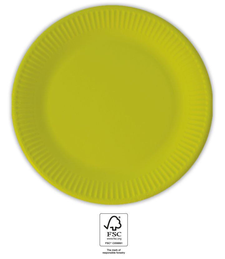 Talíře papírové jednobarevné světle zelené 23 cm 8 ks