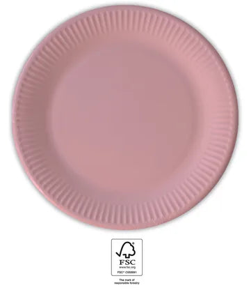 Talíře papírové růžové 20 cm 8 ks