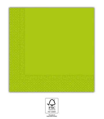Ubrousky papírové 3vrstvé limetkově zelené 33 × 33 cm 20 ks