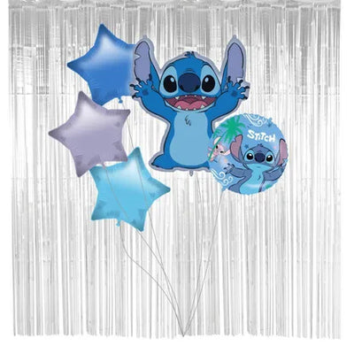 Kytice fóliových balónků Stitch & Angel 1 supersize balónek + 3 hvězdy
