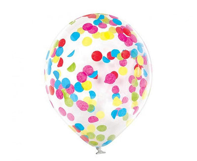 Balónky latexové průhledné s duhovými konfetami, 30 cm 4 ks