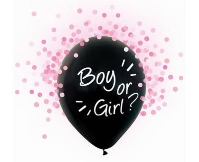 Balónky latexové Boy or Girl s růžovými konfetami 30 cm, 4 ks