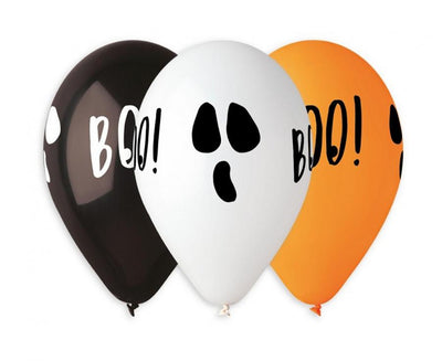 Balónky latexové Boo, pastelové 33 cm, 5 ks