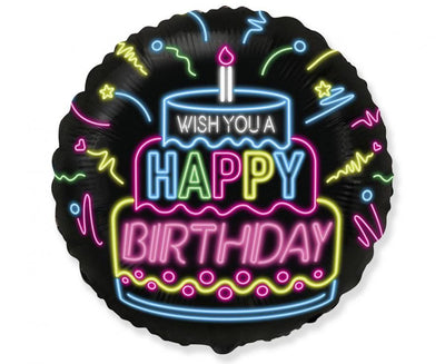 Balónek fóliový "Happy Birthday" Neon, 45 cm