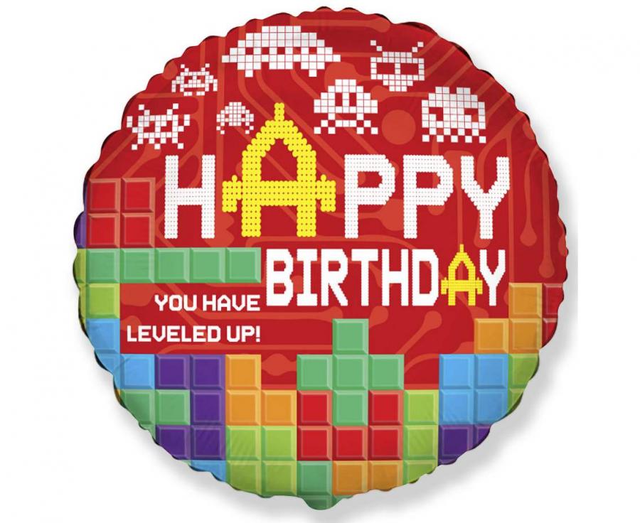 Balónek fóliový "Happy Birthday" Game 45 cm