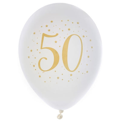 Balónky latexové "50" bílé 8 ks