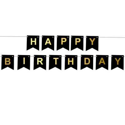 Girlanda Happy Birthday černá