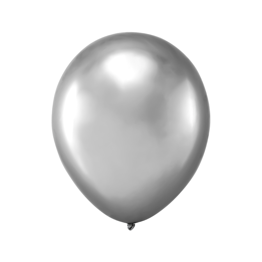 Latexový balón 27 cm 10 ks - stříbrná chromová