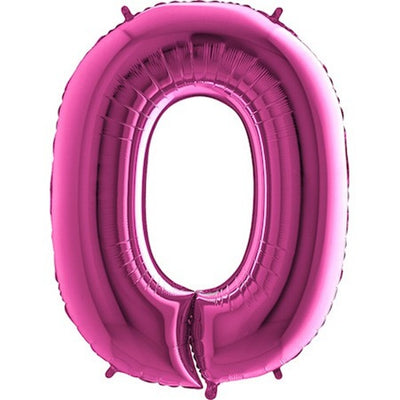 Balónek fóliový číslo 0 růžový 102 cm