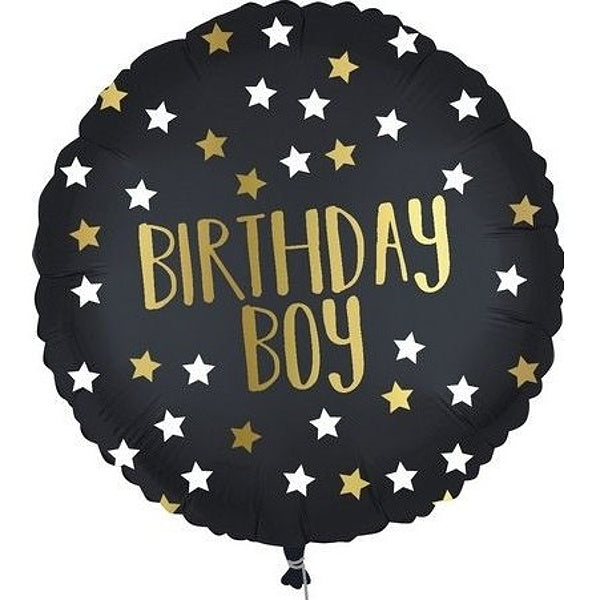 Balónek fóliový Birthday Boy černozlatý 46 cm