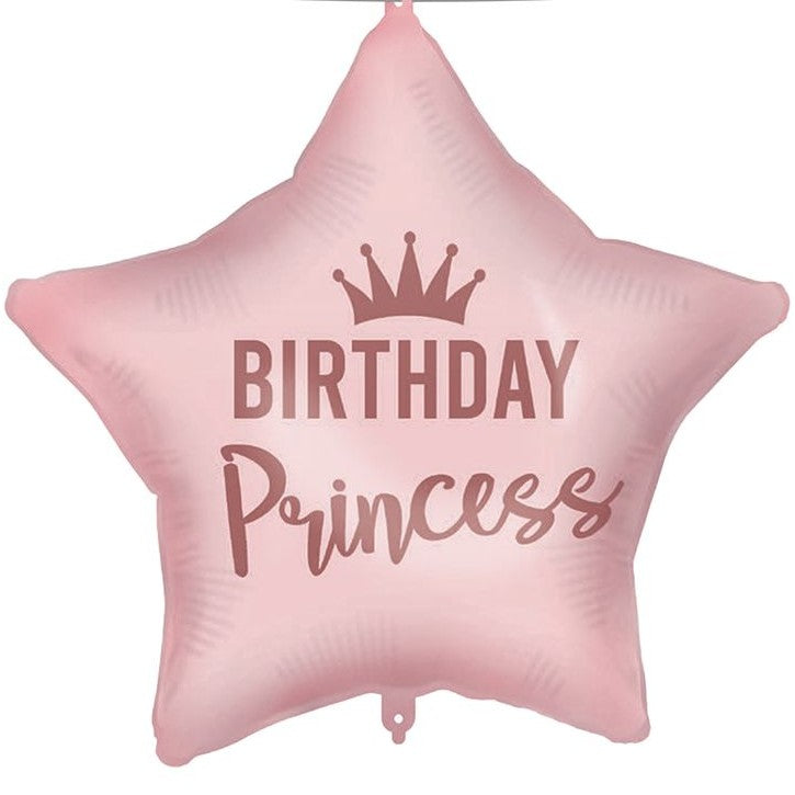 Balónek fóliový Birthday Princess růžový 46 cm