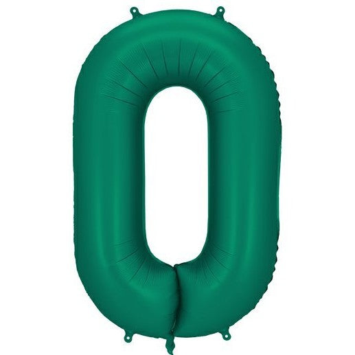 Balónek fóliový lahvově zelené číslo "0" 86 cm