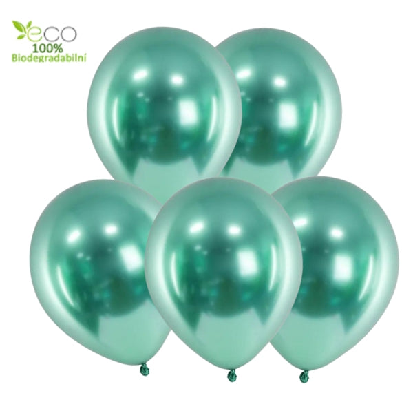 Balónky chromové tyrkys 5 ks - 30 cm