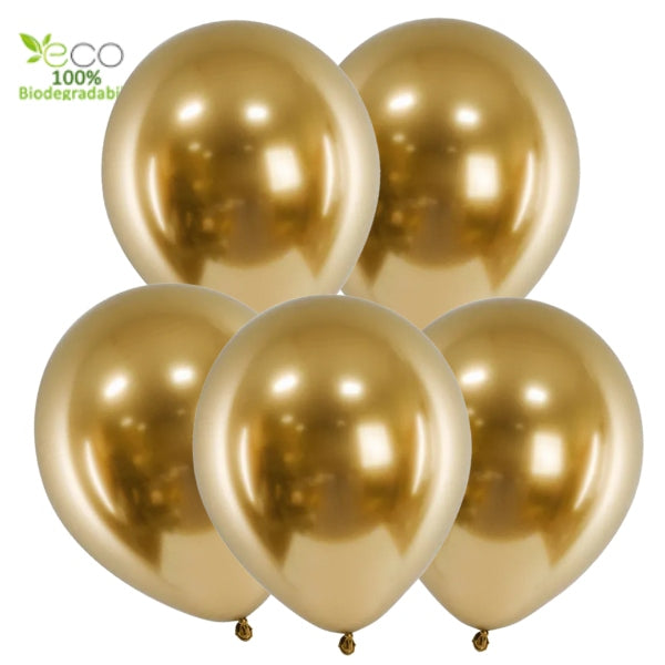 Balonky chromove zlate 5ks 30 cm