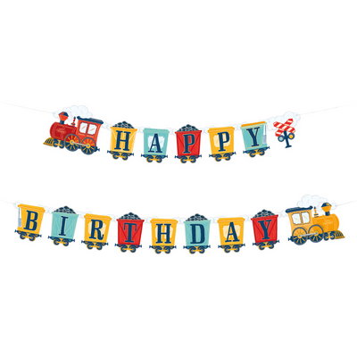 Vláčky a mašinky -  Birthday banner 240x19,5 cm