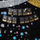 Silvestrovský banner černý Happy New Year 135 x 16,5 cm – foto 1