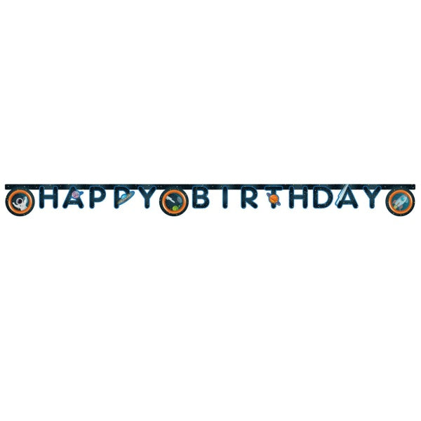 Vesmírná party - Banner Rocket Space "Happy Birthday" 2 m