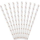 Brčka papírová hvězdičky Rose gold  bílá 19,5 cm 10 ks – foto 3
