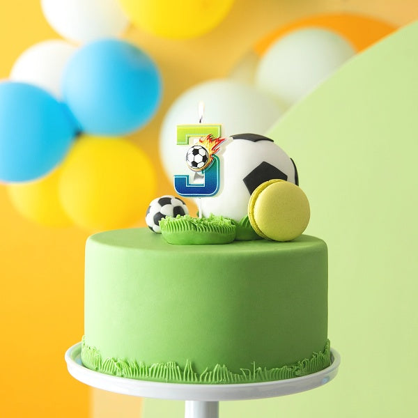 Svíčka dortová Fotbal "3" 6 cm