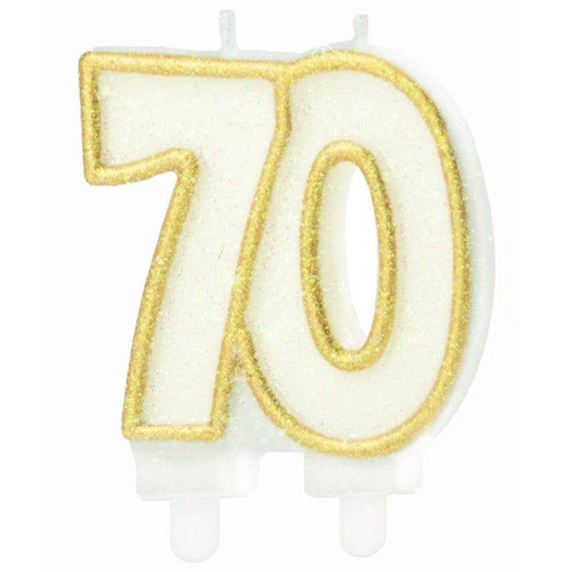 Svíčka narozeninová "70" zlatá 8 cm