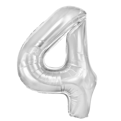 Foliový balón číslice 4 stříbrný 70 cm