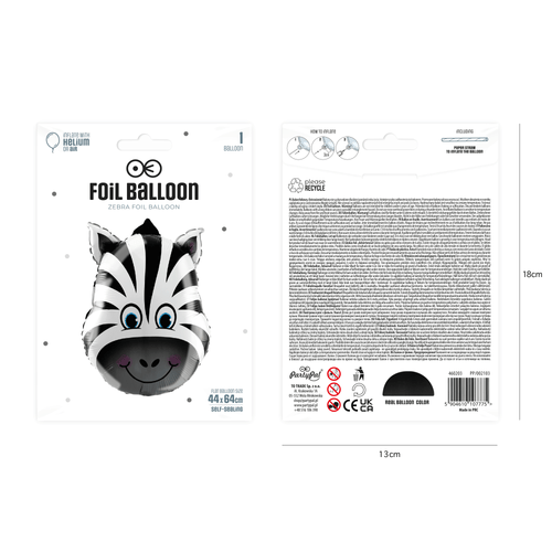 Zebra- Fóliový balón 44 x 64 cm