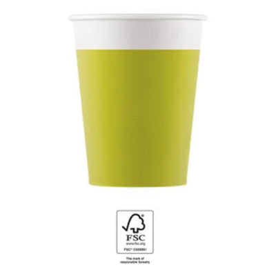 Kelímky papírové jednobarevné limetkově zelené 200 ml 8 ks