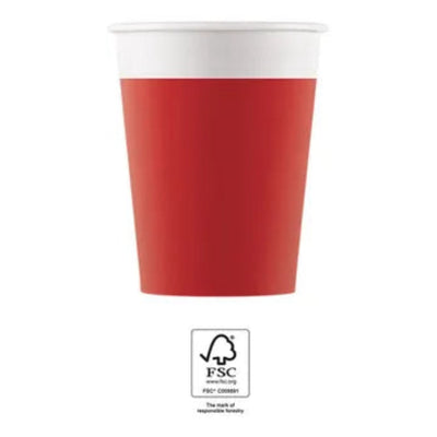 Kelímky papírové jednobarevné červené 200 ml 8 ks