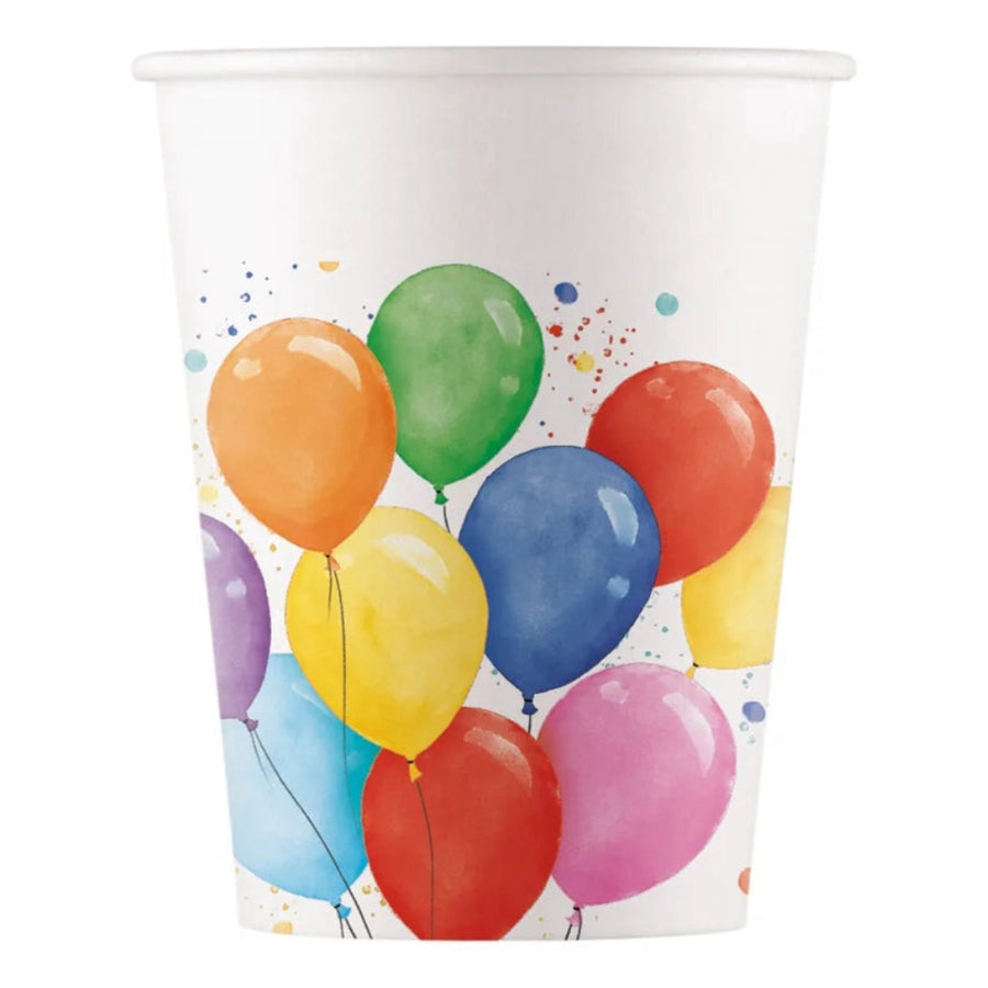 Kelímky papírové Barevné balónky 200 ml 8 ks