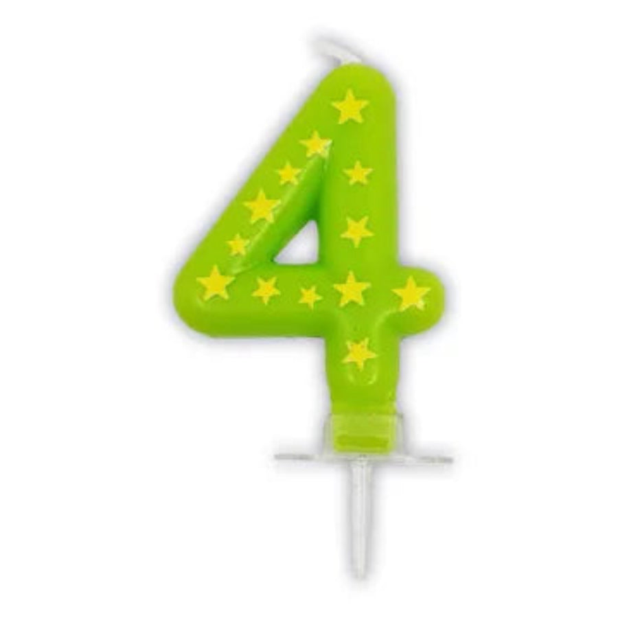 Svíčka dortová číslice 4 s hvězdičkami