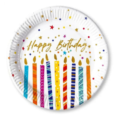 Talíře papírové narozeninové Multicolor Birthday Candles 23 cm 8 ks