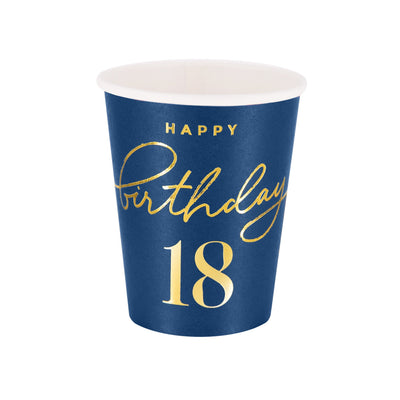 Happy Birthday 18 - Kelímky papírové - 220 ml 6 ks