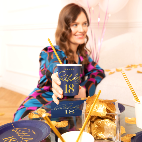 Happy Birthday 18 - Kelímky papírové - 220 ml 6 ks