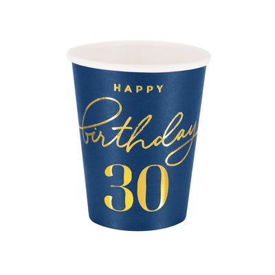 Happy Birthday 30  - Kelímky papírové - 220 ml 6 ks