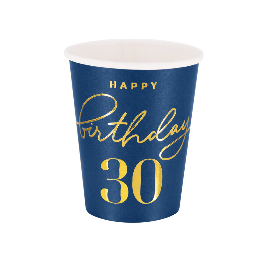 Happy Birthday 30  - Kelímky papírové - 220 ml 6 ks