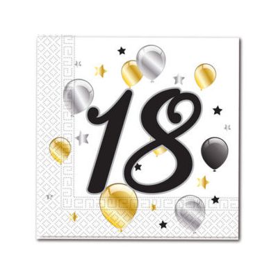 Ubrousky papírové Balloons Narozeninové 18 let 33 × 33 cm 20 ks